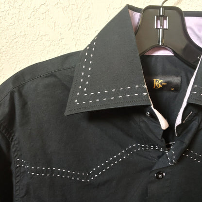 BC Men | Black Long sleeve Button down Casual Shirt | Medium
