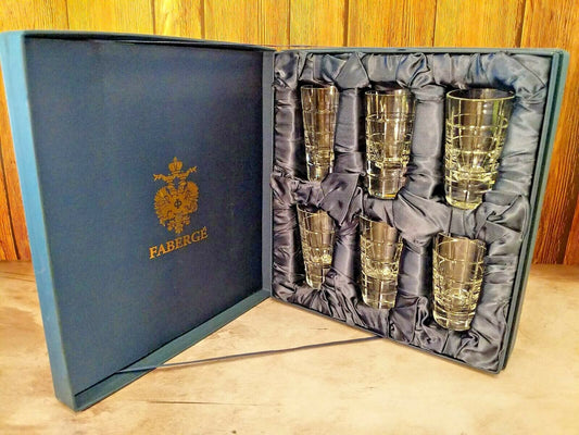 Faberge Metropolitan Crystal Shot Glasses set of 6 NIB