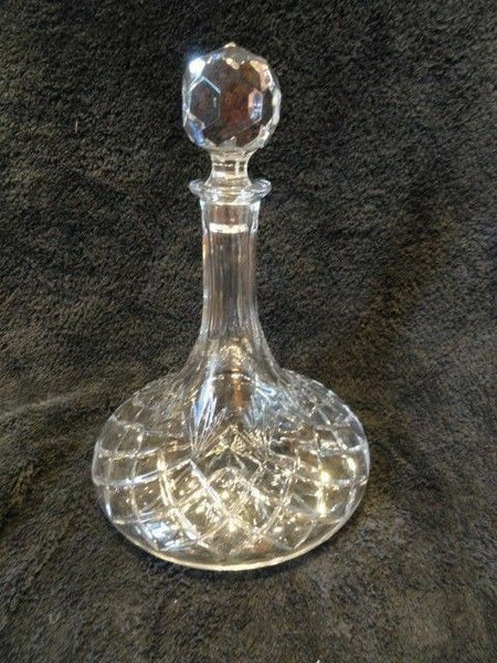 Cut  Crystal 10.5" Ships Decanter with stopper no original box