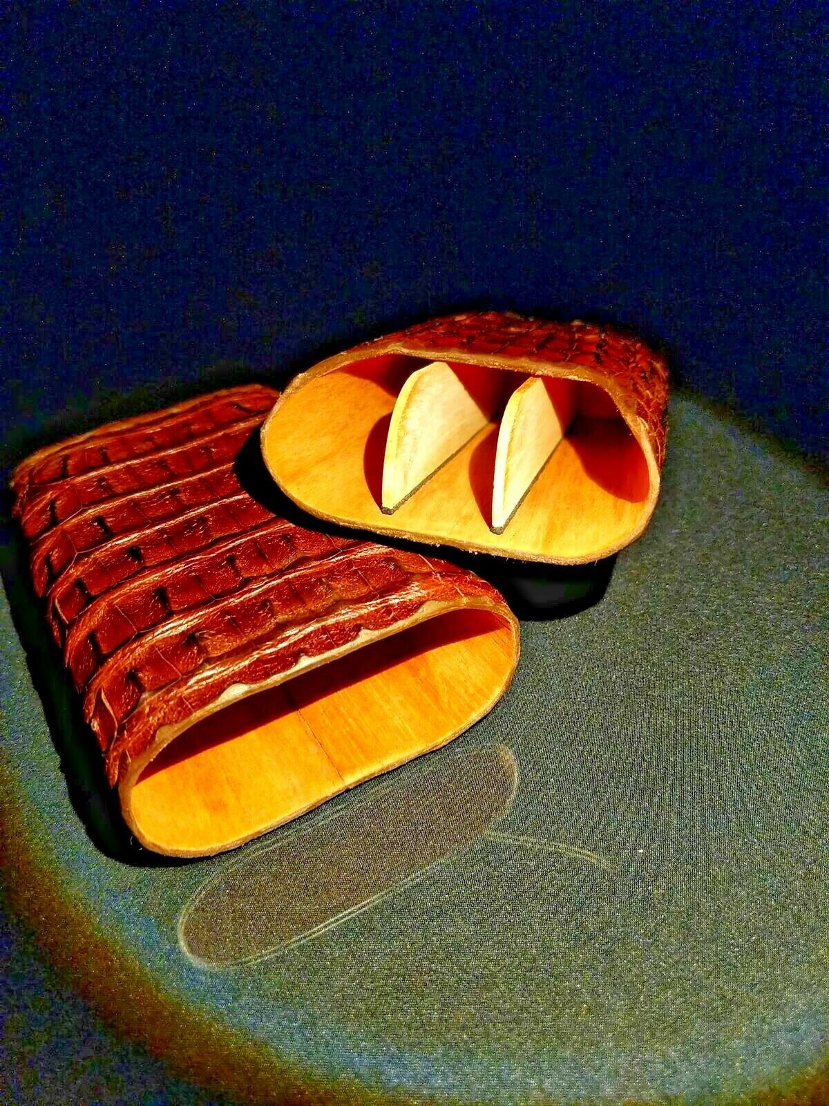 Brizard and Co Brown Croco Pattern  Case, Cutter and Lighter Combo