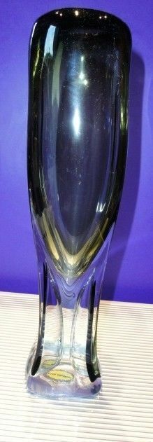 Adam Jablonski Art Glass Amber & Clear Vase