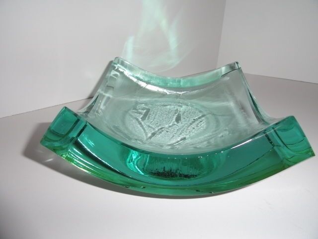 Stephen Schlanser Art Glass Bowl Brush Strokes Signed and Dated 1996