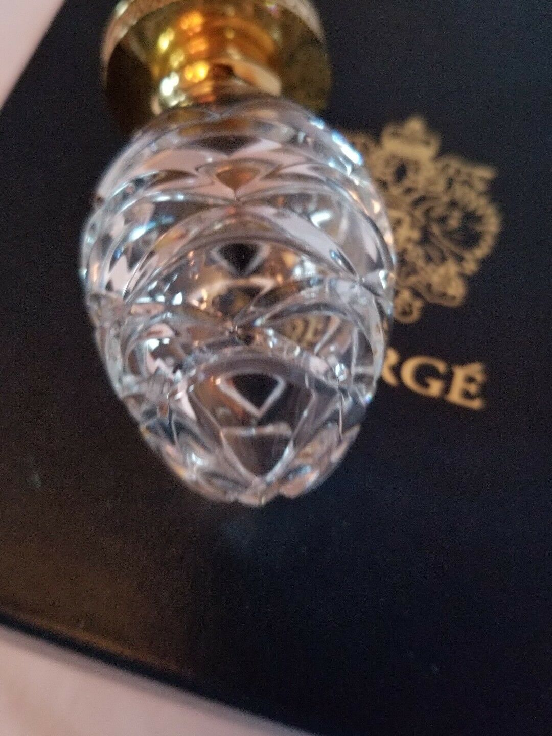 Faberge Clear Etched  Crystal  Bottle Stopper