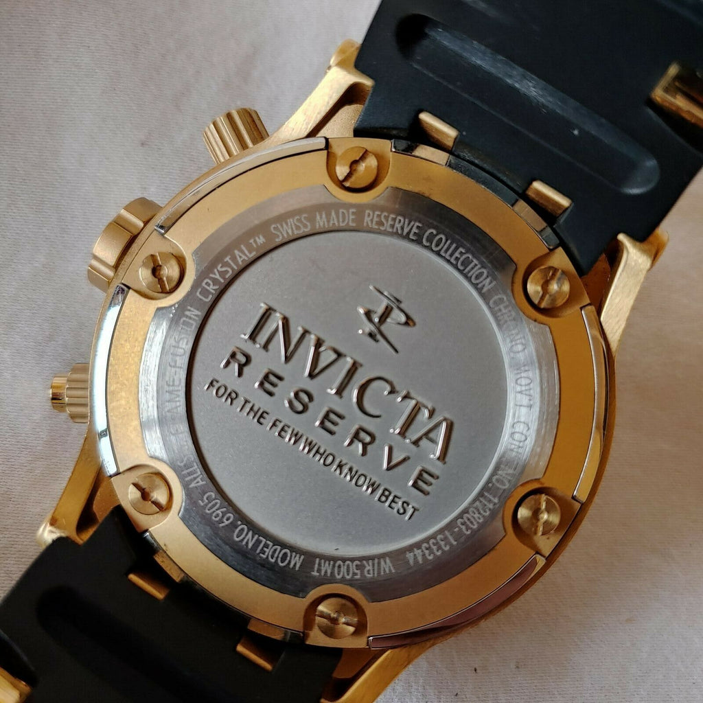 INVICTA SUBAQUA SPECIALTY MENS QUARTZ 52MM GOLD CASE STAINLESS STEEL DIAL