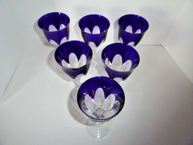 Faberge regency goblets in cobalt  blue crystal