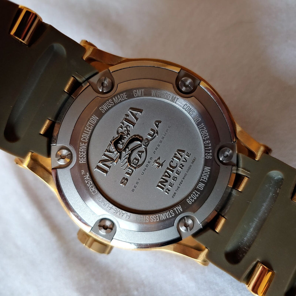 Invicta Men's 12039 Subaqua Reserve GMT Olive Dial Olive Rubber Watch