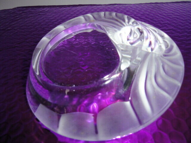 Lalique Crystal Lion's Head Ashtray — Clear & Frosted