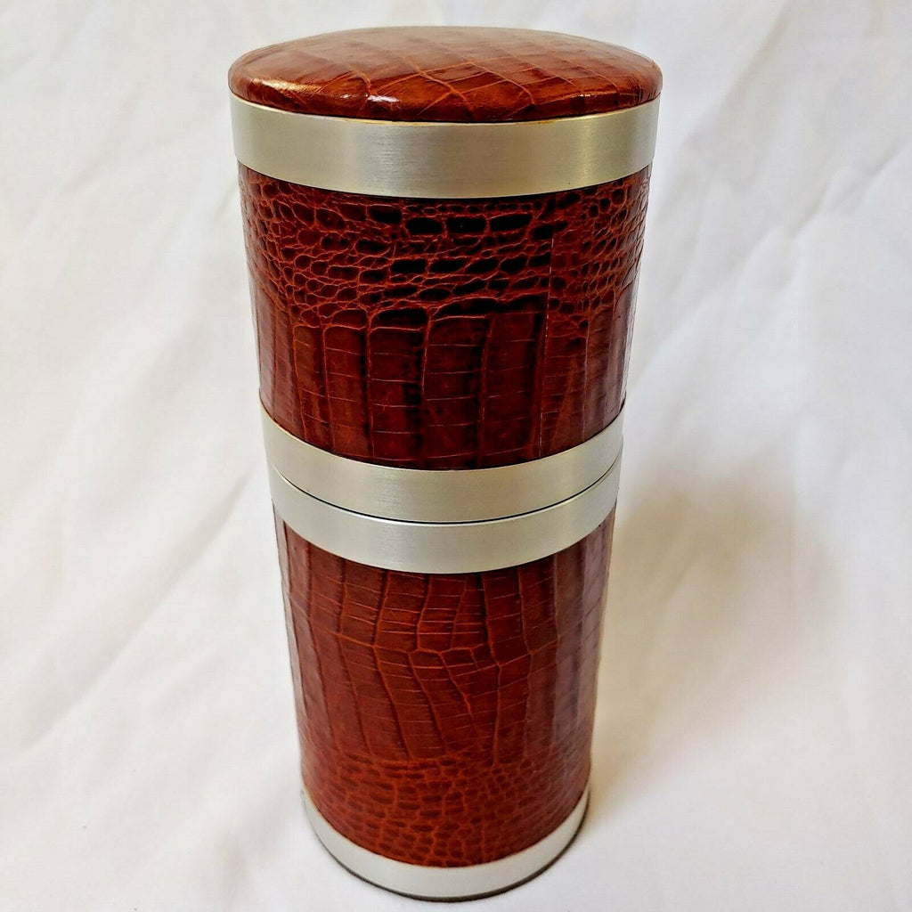 ATOLL TRAVEL HUMIDOR IN BROWN CROC LEATHER