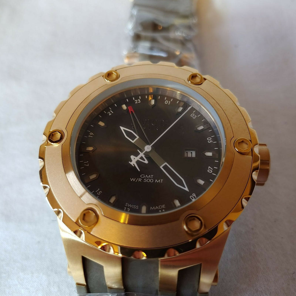 INVICTA SUBAQUA QUARTZ - GOLD CASE W/GOLD OLIVE GREEN TONE STAINLESS STEEL BAND