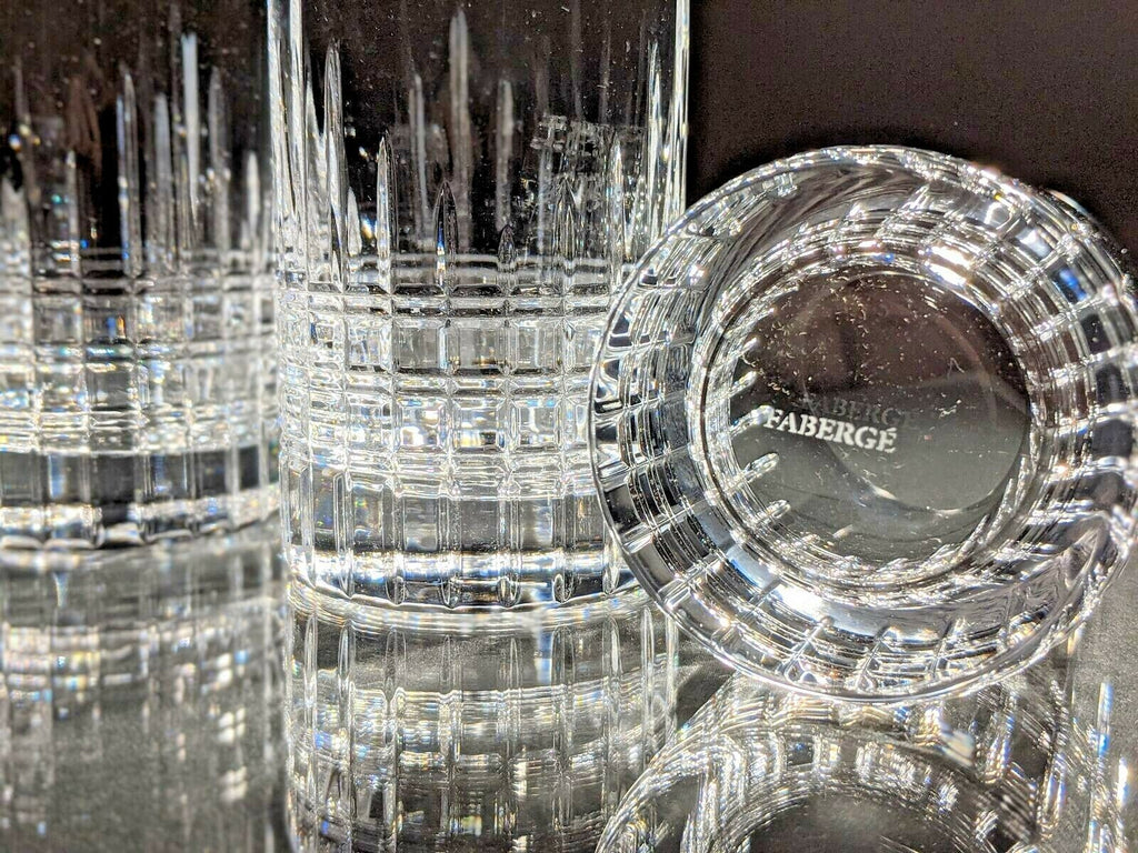 Faberge Atelier Clear Crystal Collection Tall Glasses  5 3/8" H x 2 3/4" W