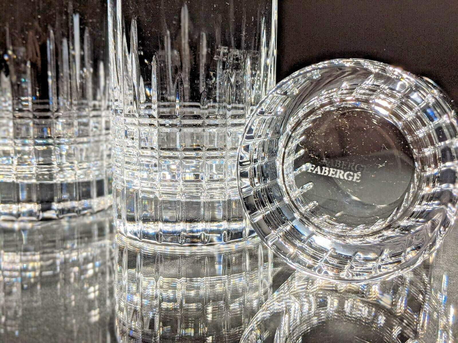 Faberge Atelier Clear Crystal Collection Tall Glasses  5 3/8" H x 2 3/4" W