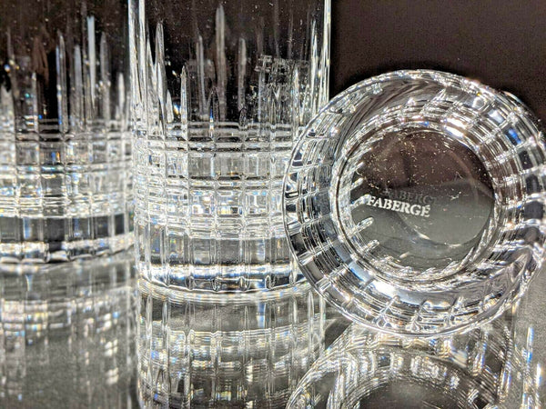 Faberge Atelier Clear Crystal Collection Tall Glasses  5 3/8" H x 2 3/4" W