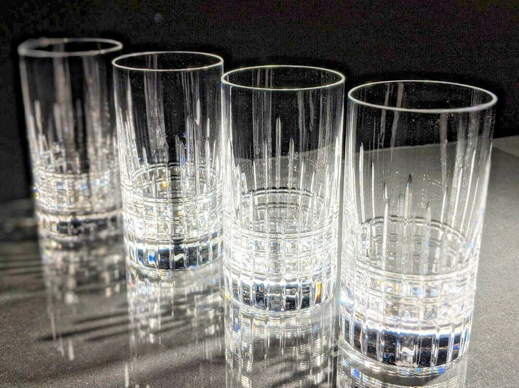 Faberge Atelier Clear Crystal Collection Tall Glasses  5 3/8" H x 2 3/4" W