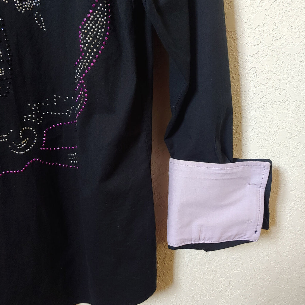 BC Men | Black Long sleeve Button down Casual Shirt | Medium