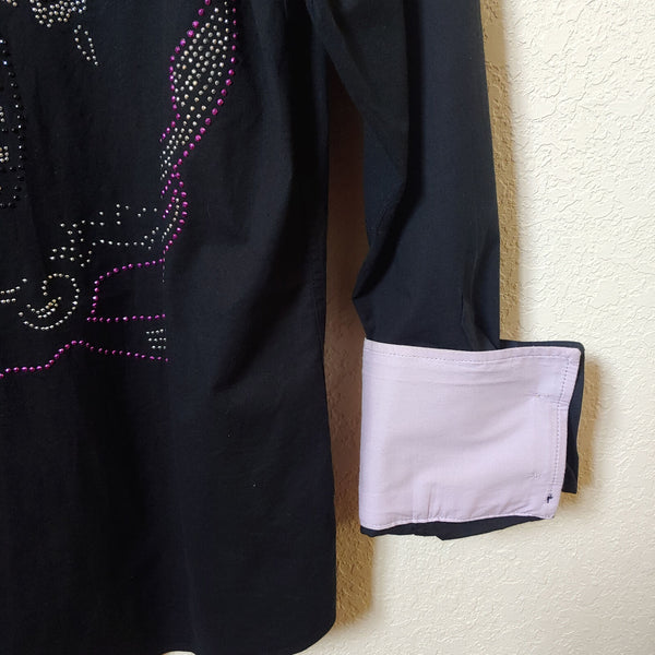 BC Men | Black Long sleeve Button down Casual Shirt | Medium