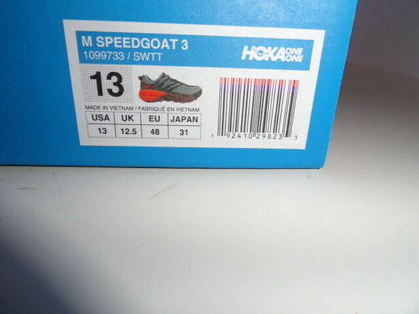 Hoka One Speedcoat 3 Gray and Orange  size 13 M