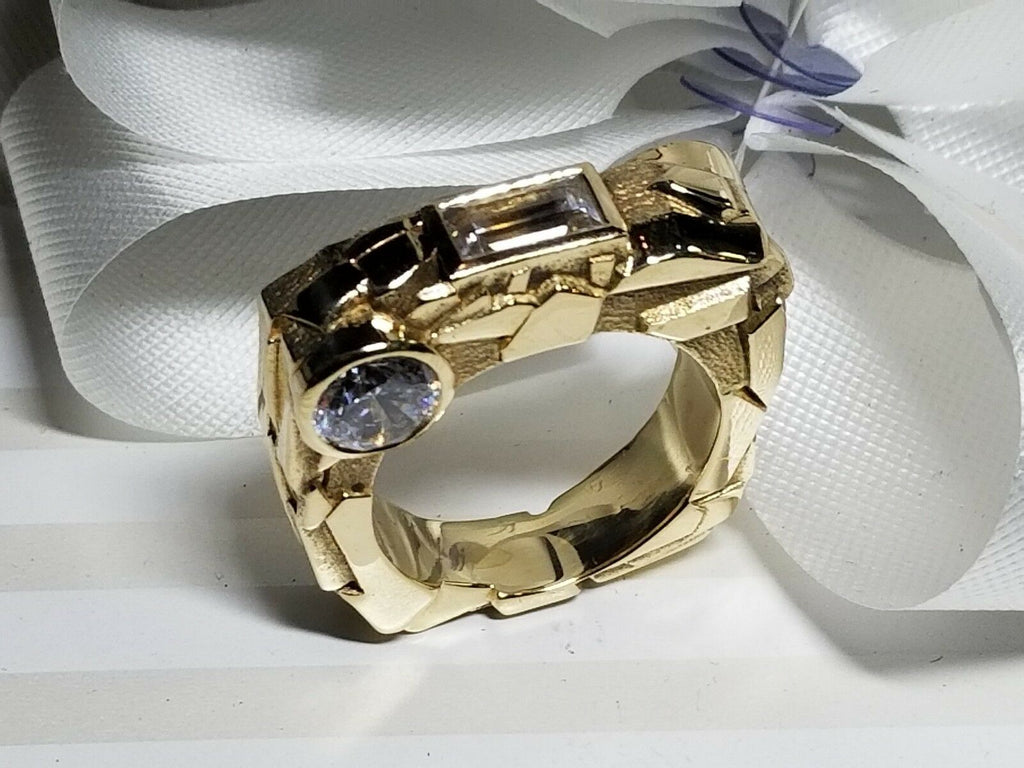 Custom designed 14K Yellow Gold "Rock" Ring