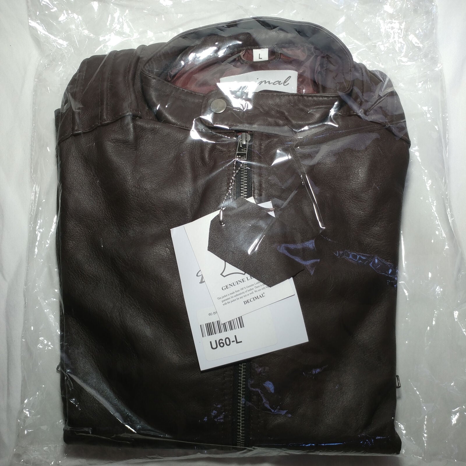 Decimal | Men's Brown Leather Jacket | Size: Large | Style:U60-L | NEW