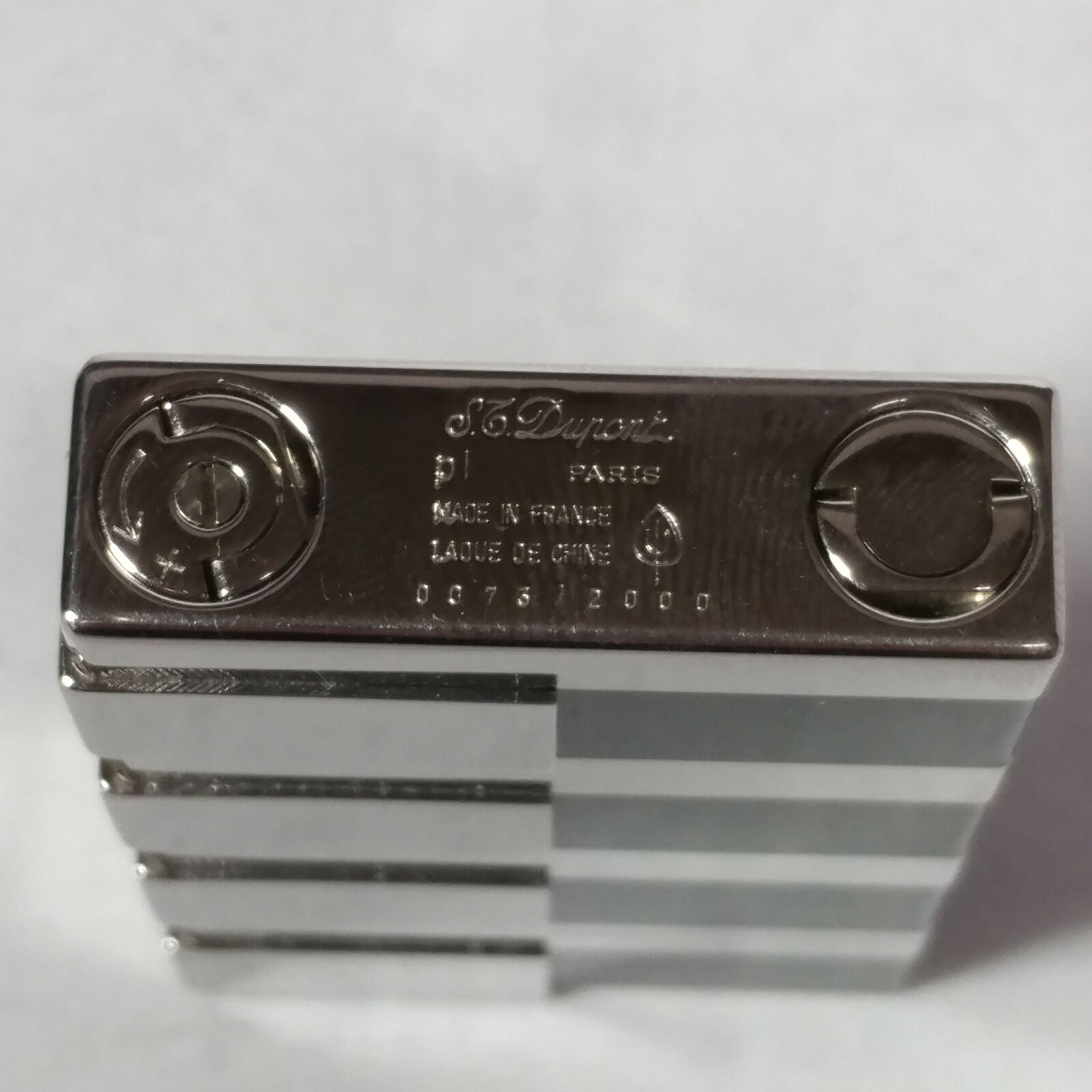 ST DUPONT CIGAR LIGHTER LINE LIGNE 2 PALLADIUM & BLACK CHINESE LACQUER
