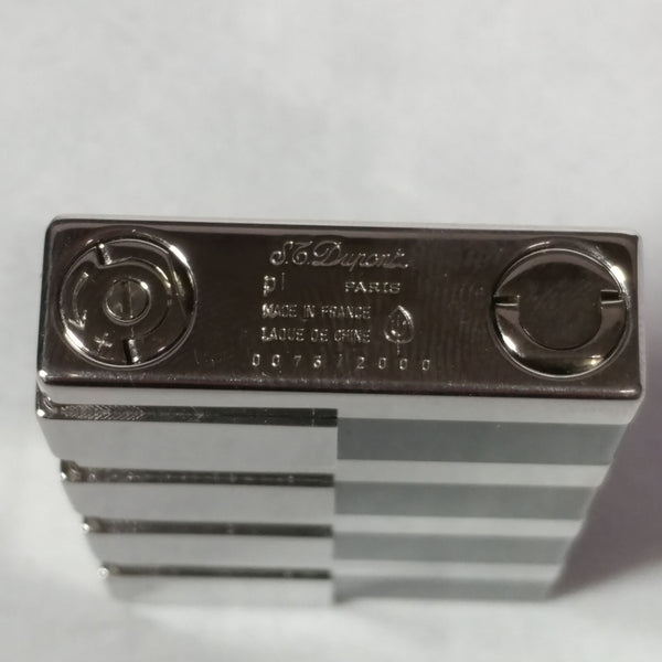 ST DUPONT CIGAR LIGHTER LINE LIGNE 2 PALLADIUM & BLACK CHINESE LACQUER