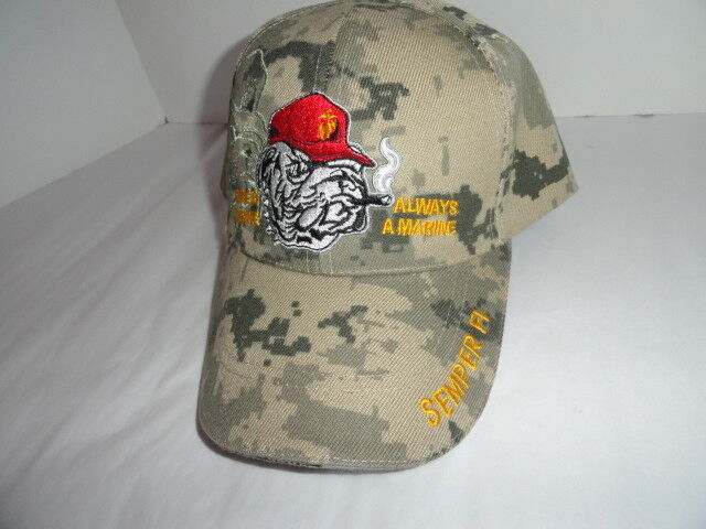 USMC Bulldog ashtray &  USMC Camo Baseball Cap Combo
