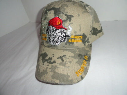 USMC Bulldog ashtray &  USMC Camo Baseball Cap Combo