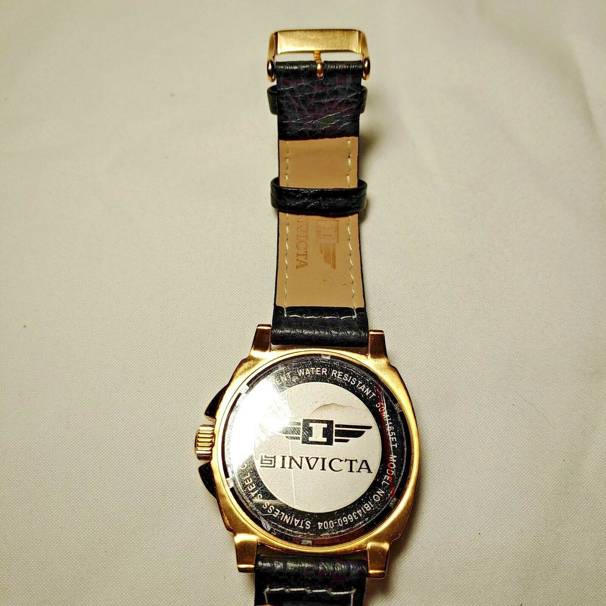 I by Invicta IBI43660-004 Men's Watch | Gold Case, Black Leather Band