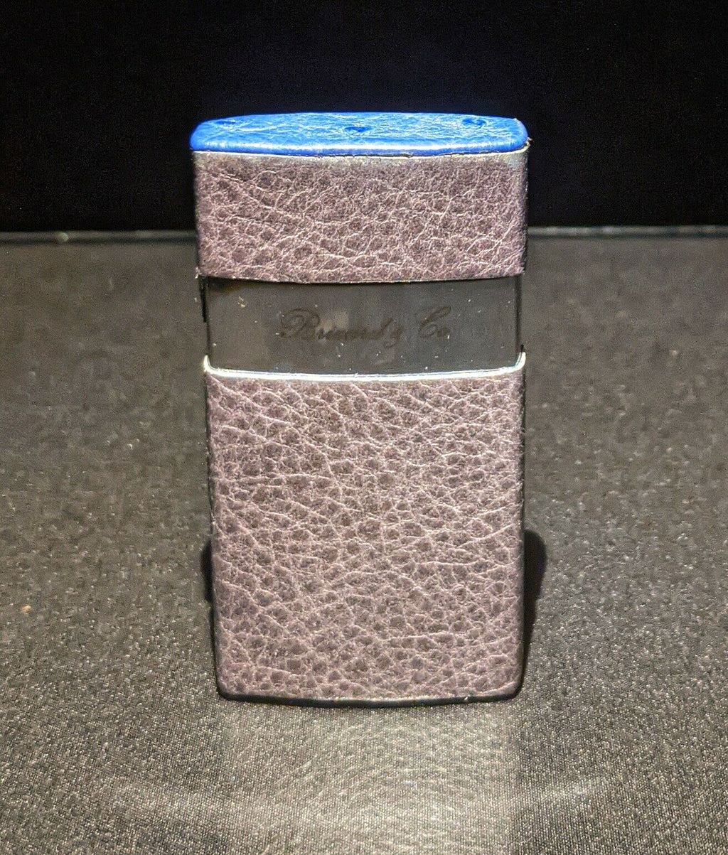 Brizard and Co Blue Ostrich and Grey Leather  Case, Cutter and Lighter Combo