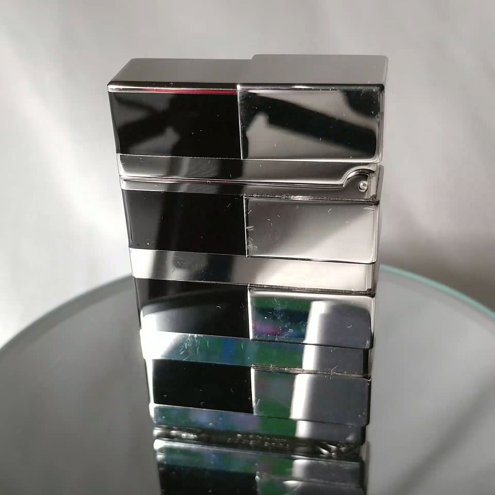 ST DUPONT CIGAR LIGHTER LINE LIGNE 2 PALLADIUM & BLACK CHINESE LACQUER