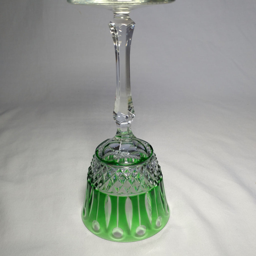 Faberge Xenia  Emerald Green Cut to Clear Crystal Glass Signed