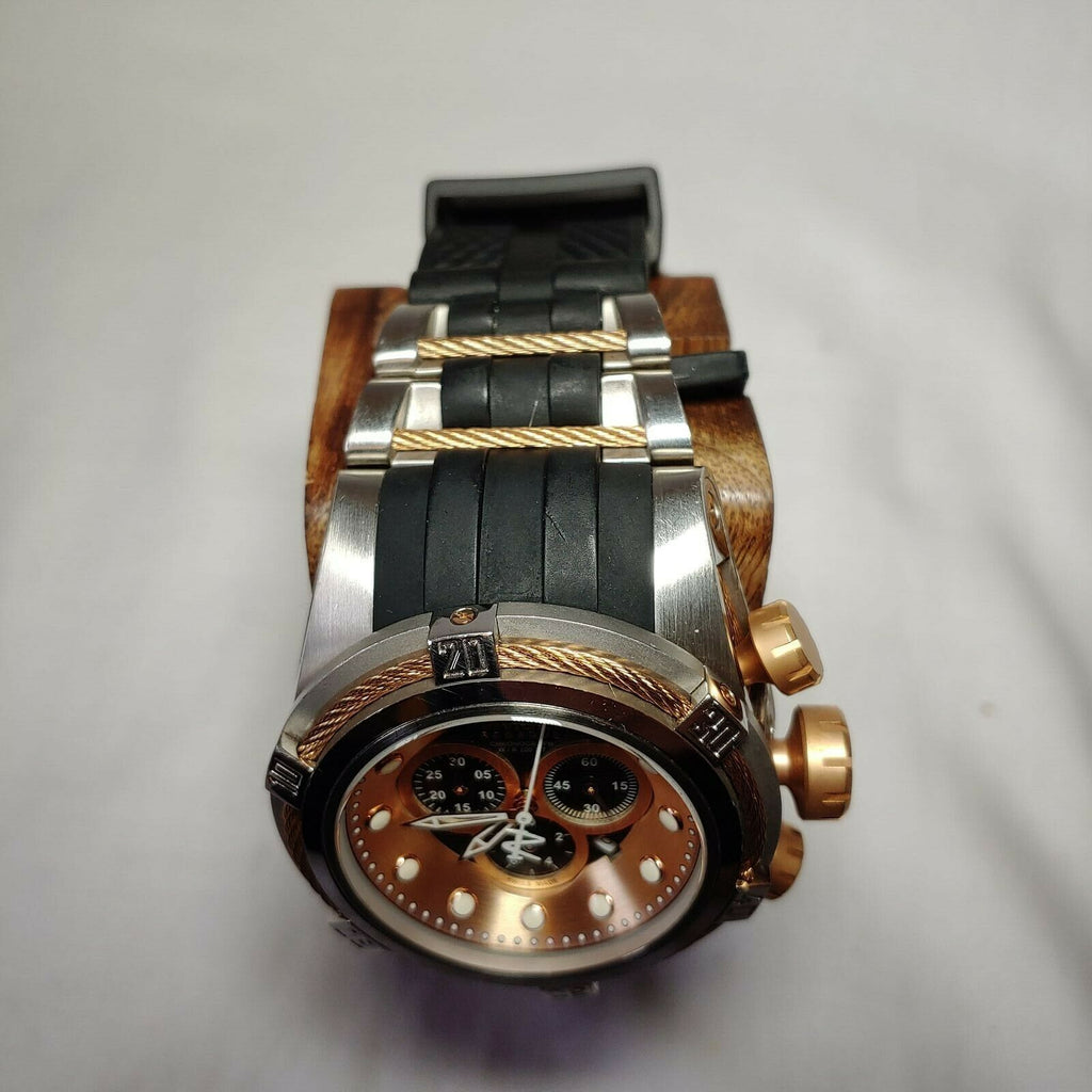 INVICTA BOLT QUARTZ WATCH - ROSE GOLD CASE WITH BLACK TONE POLYURETHANE BAND