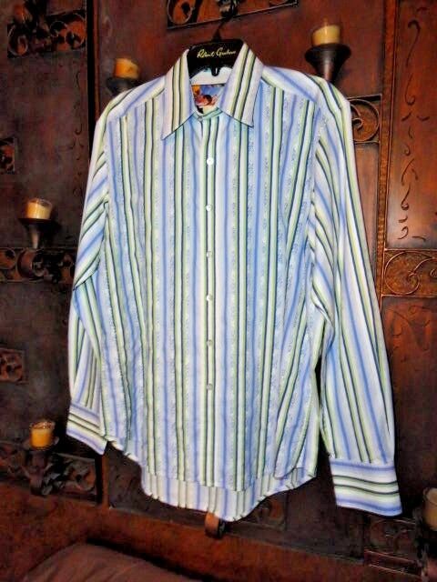 Robert Graham Classic Fit Blue Tonal Striped  Long Sleeve Shirt Size Medium
