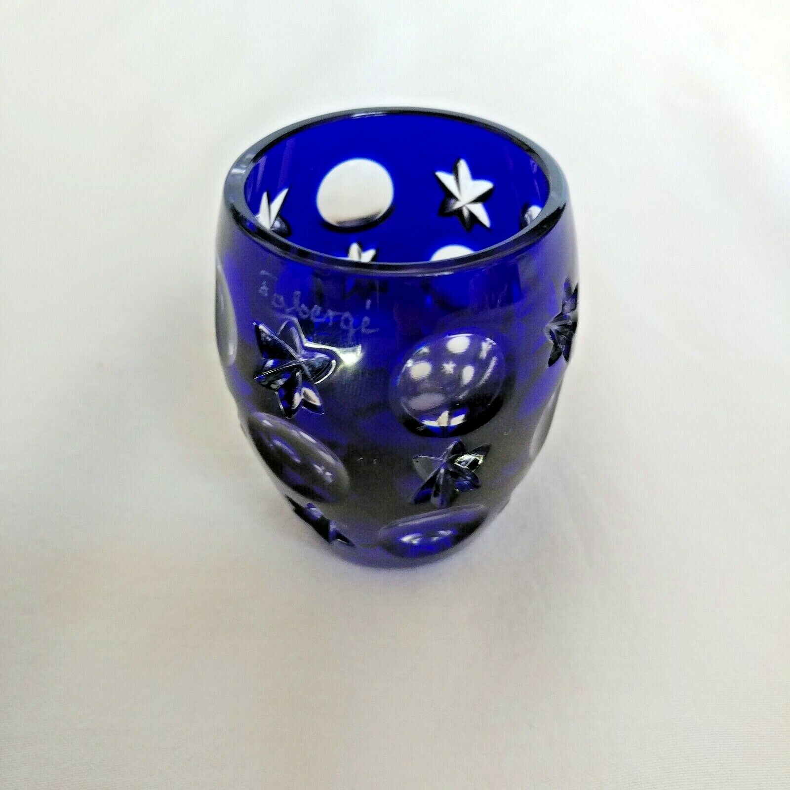 Faberge Na Zdorovye Cobalt Blue Crystal Shot Glass