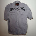 Rebel Spirit | Gray | Men's Large Button-Down short sleeve Shirt