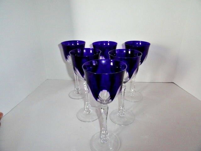 Faberge regency goblets in cobalt  blue crystal