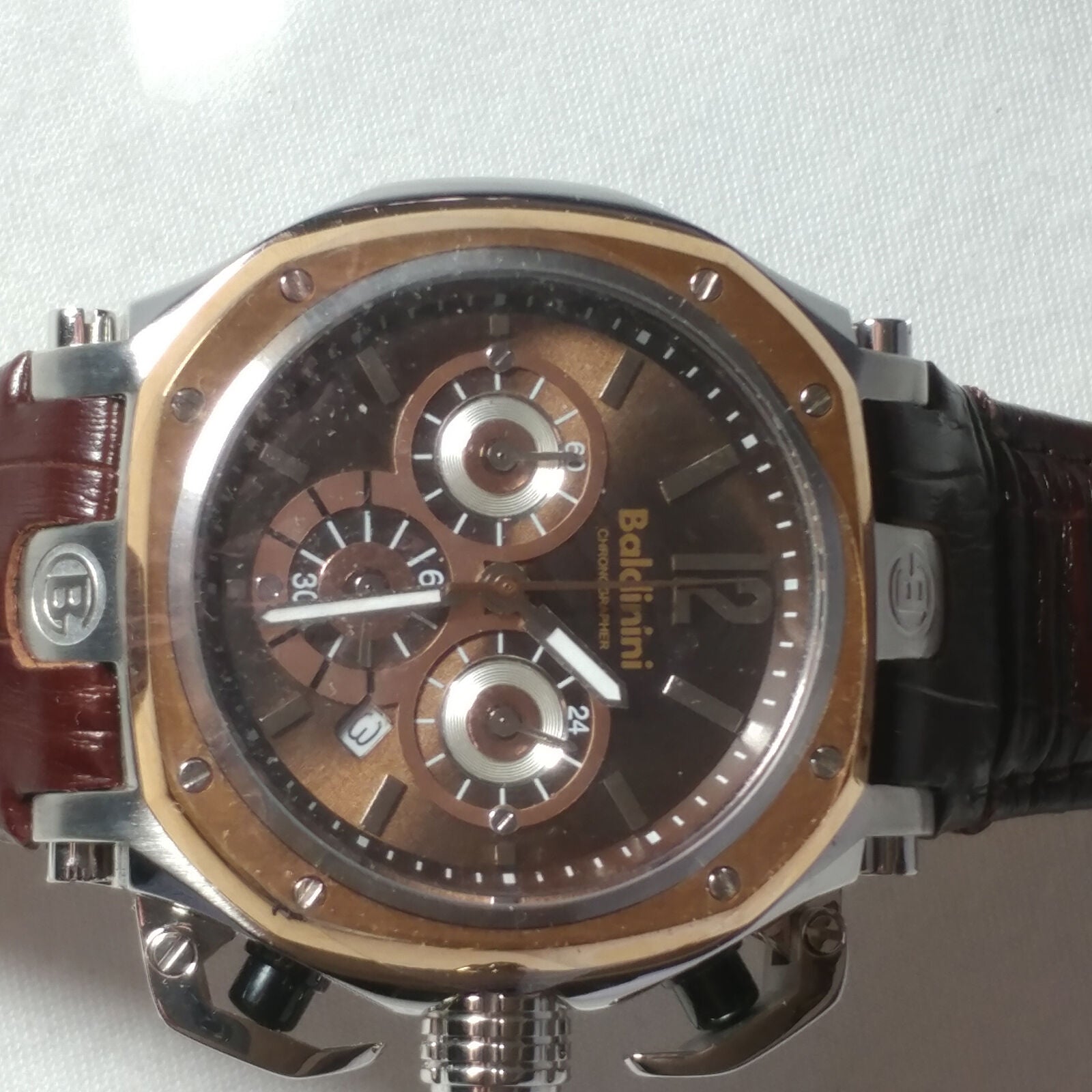 Baldinini | Men's Chronograph Leather Brown/Rose Gold Classy Watch | BD-34
