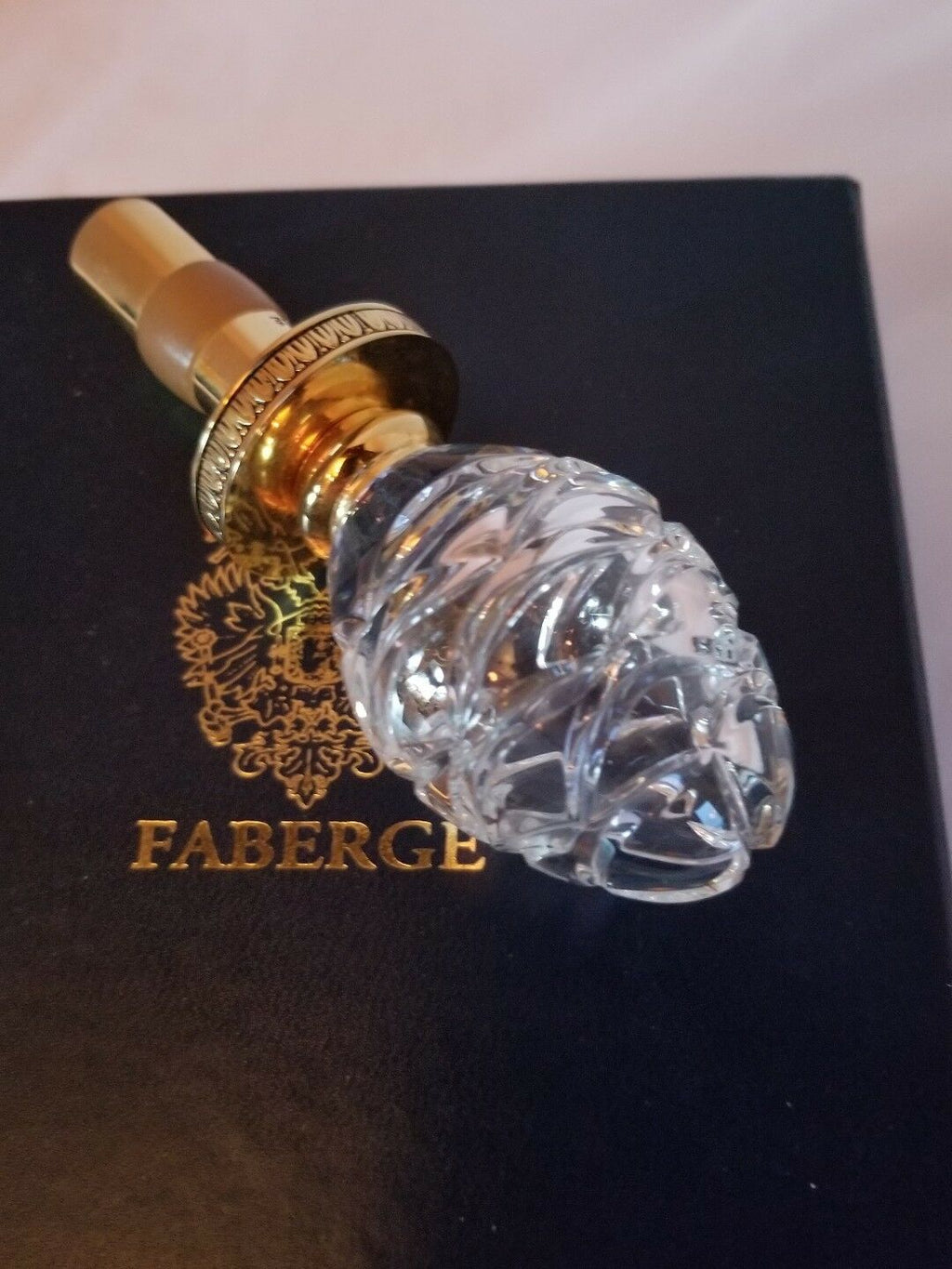 Faberge Clear Etched  Crystal  Bottle Stopper