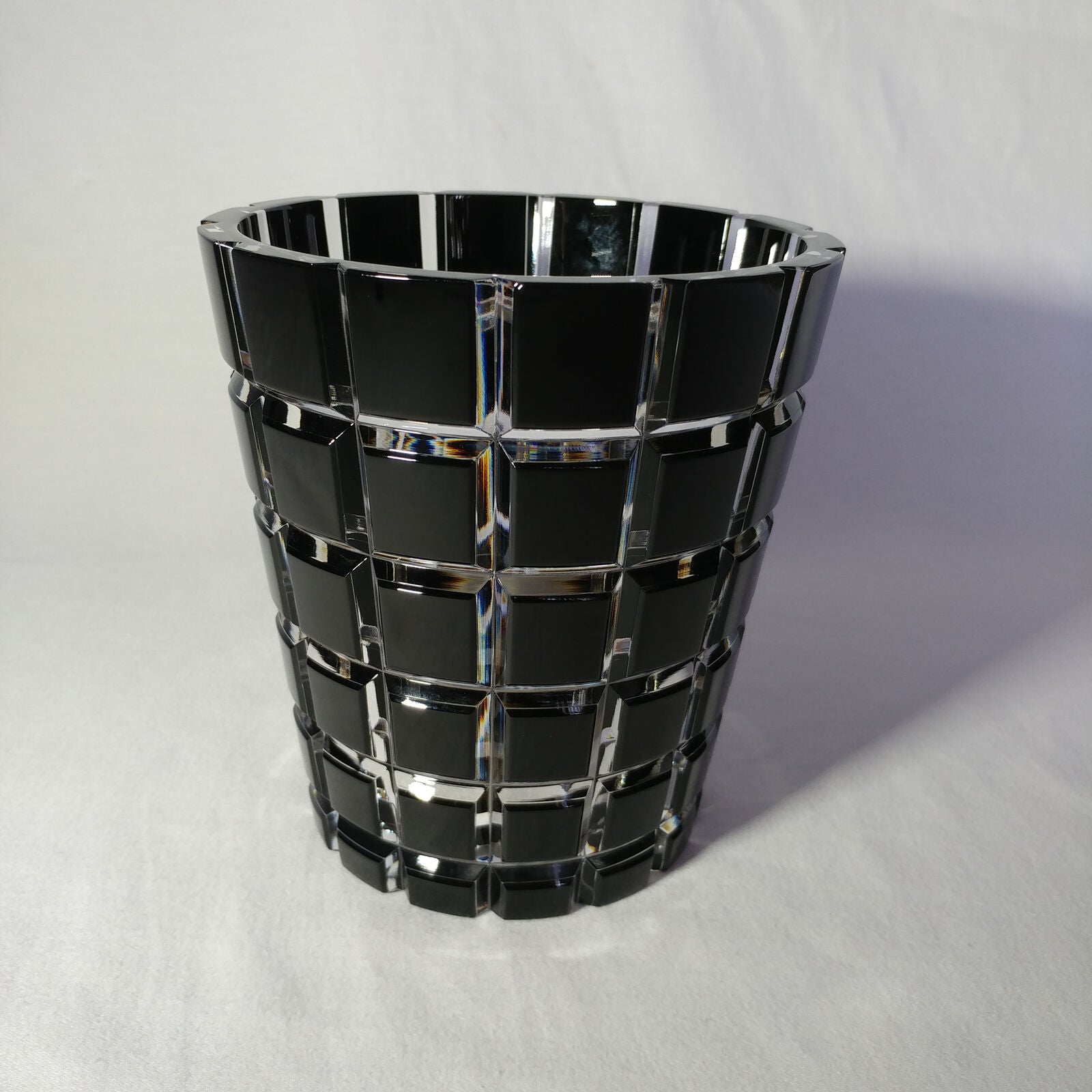 Faberge Black Cased Cut to Clear Crystal Metropolitan Ice Bucket