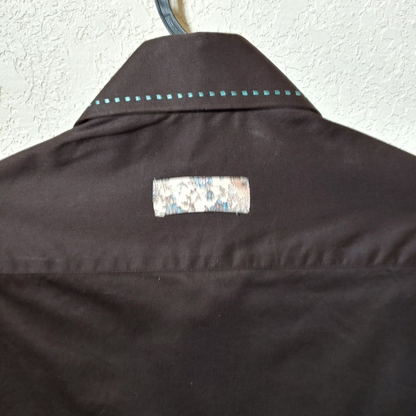 Deluxe Collection | Men's Black long sleeve Button down Casual Shirt | Sz. 3