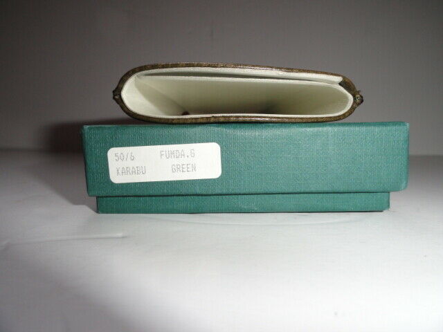 Pheasant Leather Eye Glass Case Xtra Wide Green 3.25" x 6.5"
