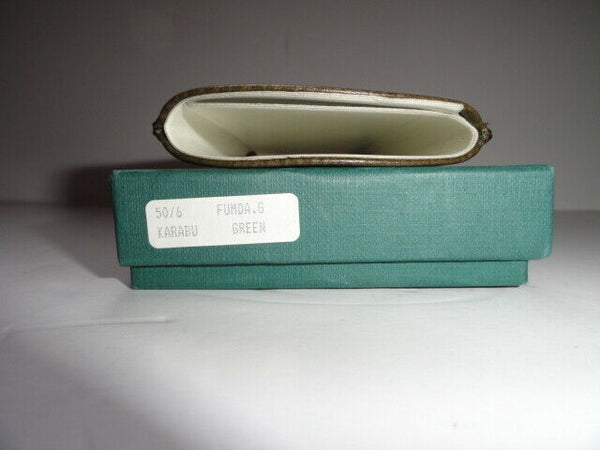 Pheasant Leather Eye Glass Case Xtra Wide Green 3.25" x 6.5"