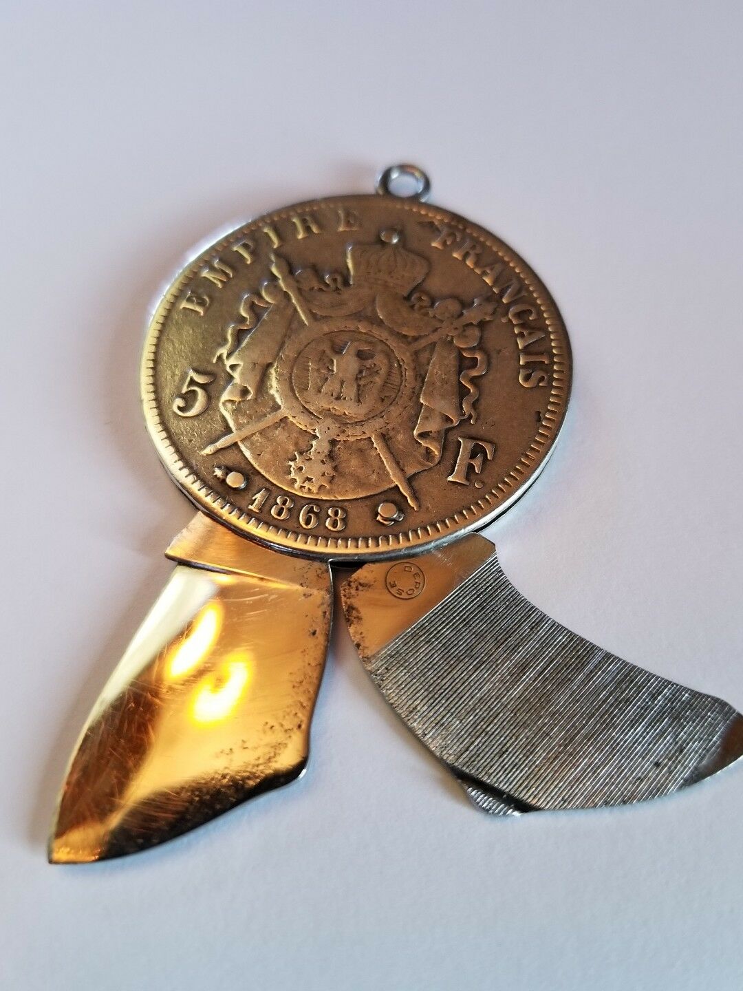 VINTAGE ELOI PERNET FRANCE 1868 SILVER COIN POCKET KNIFE