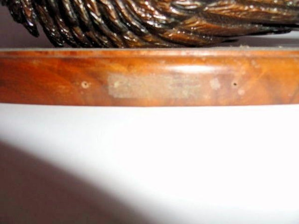 American Eagle Bronze Sculpture  Wooden Base