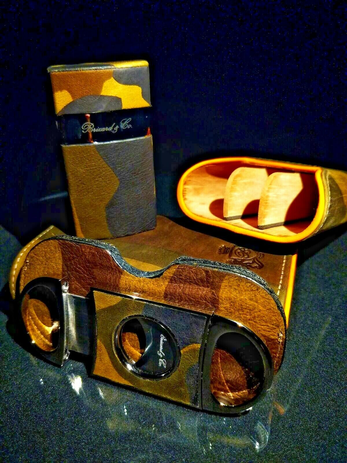 Brizard and Co Camouflage and Orange Leather Carrying case, cutter and lighter