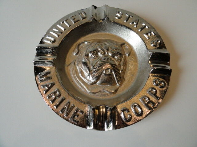 USMC Bulldog ashtray &  USMC Camo Baseball Cap Combo
