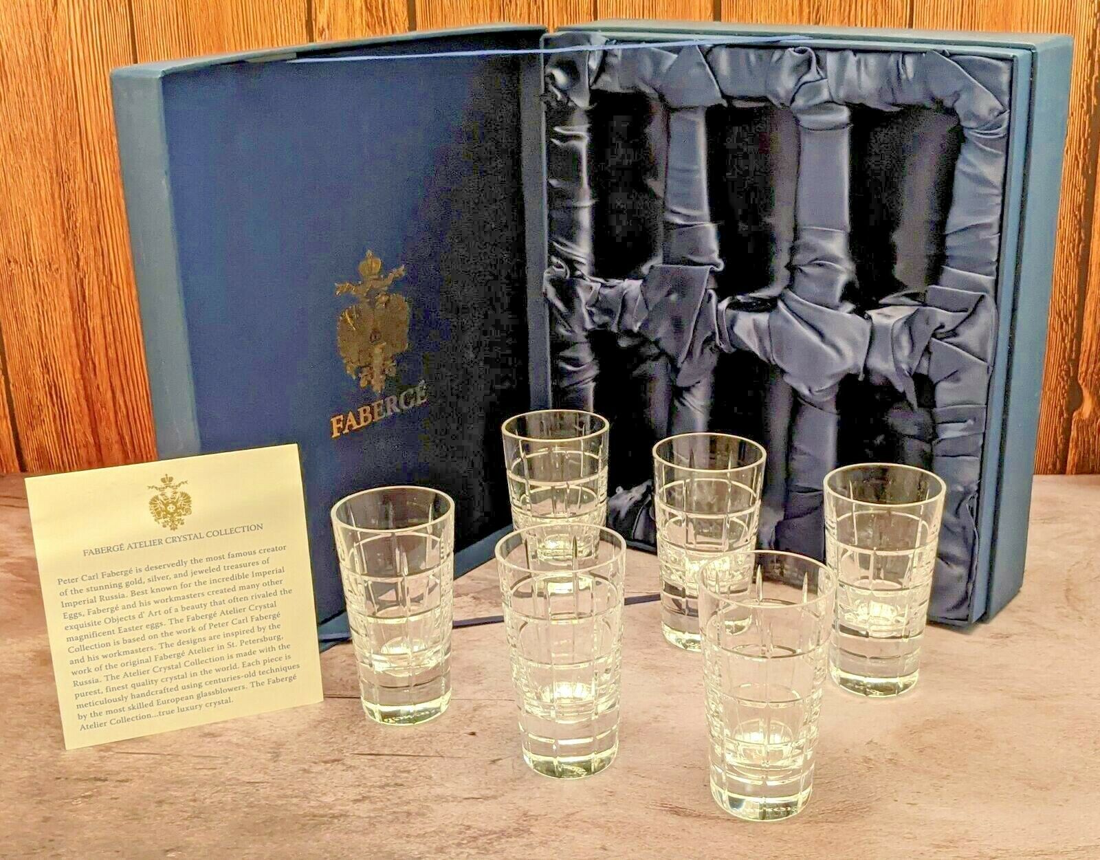 Faberge Metropolitan Crystal Shot Glasses set of 6 NIB
