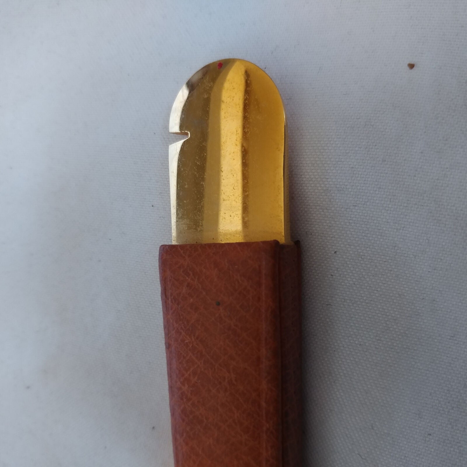BROWN LEATHER HANDLE CIGAR CUTTER DONATUS SOLINGEN GERMANY