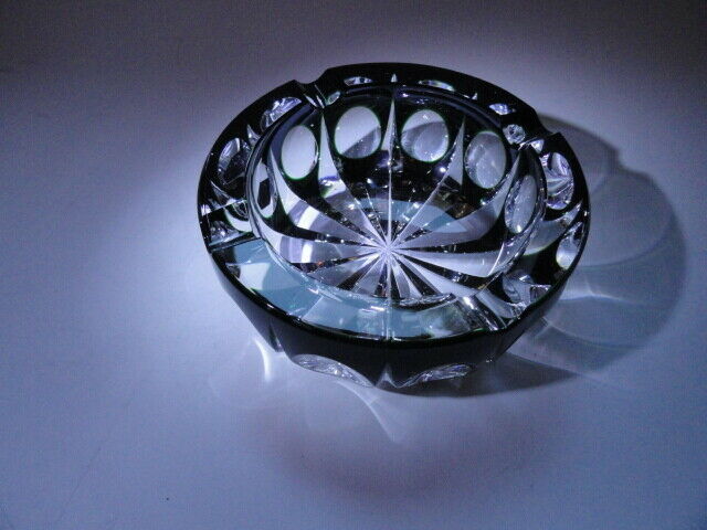 Saint-Louis Crystal Ashtray Emerald Green 6" diameter