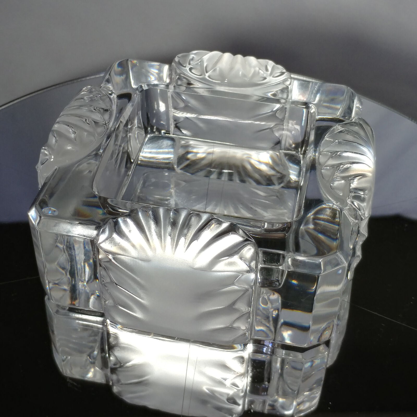 Lalique Ashtray Candy Dish Art Deco Corfou Pattern Crystal Vintage Rene Lalique