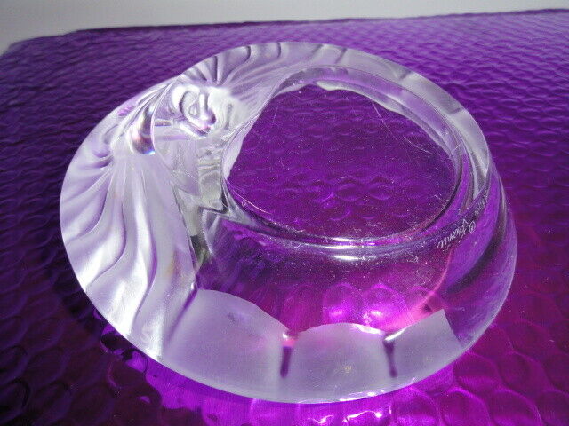Lalique Crystal Lion's Head Ashtray — Clear & Frosted